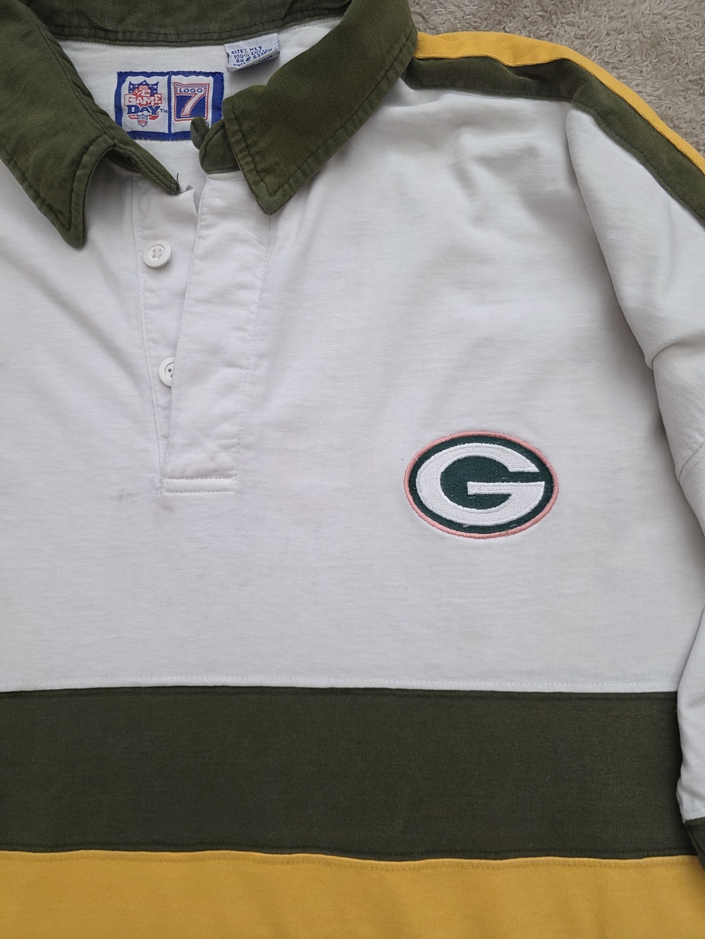 Vintage NFL Green Bay Packers Rugby Shirt Polo Game Day Logo 7, Size XLT